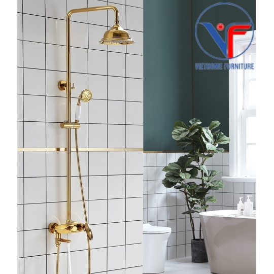 Sen Cây Tắm Đứng Trần Phun Mưa Nóng Lạnh Mạ Vàng Cao Cấp Sang Trọng