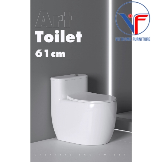 Bồn cầu 1 khối trắng men sứ nano kích thước nhỏ