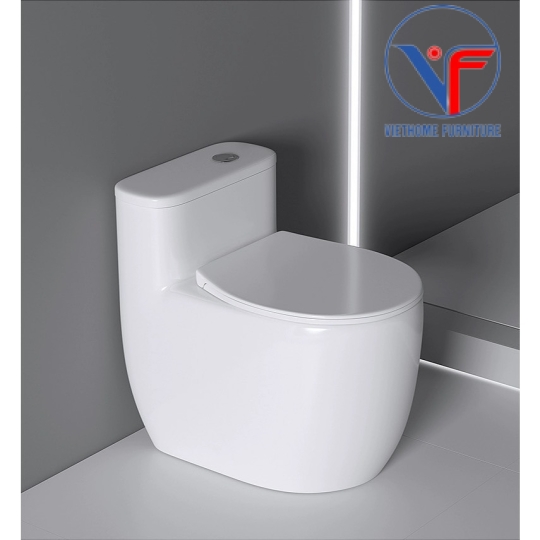 Bồn cầu 1 khối trắng men sứ nano kích thước nhỏ