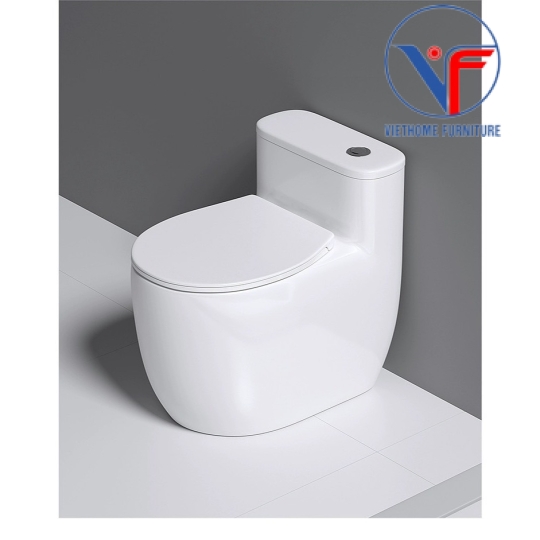 Bồn cầu 1 khối trắng men sứ nano kích thước nhỏ