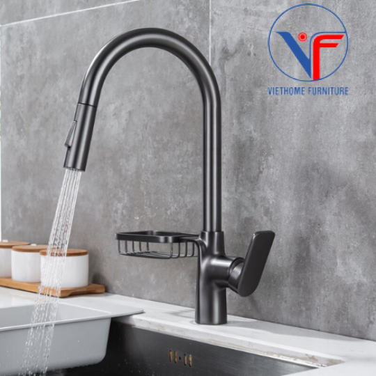 Vòi Rửa Chén Nóng lạnh Dây Rút F368