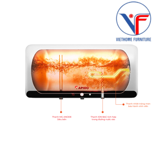 Bình nước nóng Rapido HA 15L (Ag+, hiển thị nhiệt độ)
