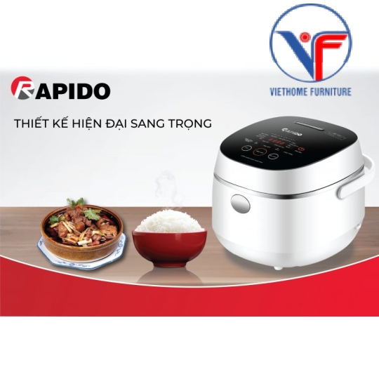 Nồi cơm điện tử Rapido RC-1.2D 500W 1.2L công nghệ nhật bản, 10 chức năng nấu, bảo hành 1 Năm