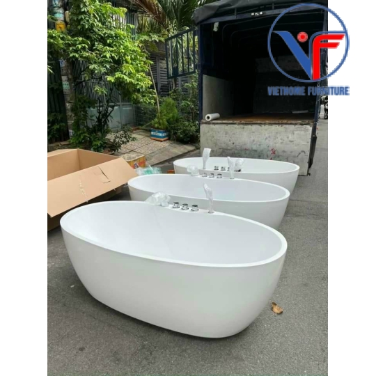 Bồn Tắm Nằm Oval Acrylic Cao Cấp Có Vòi