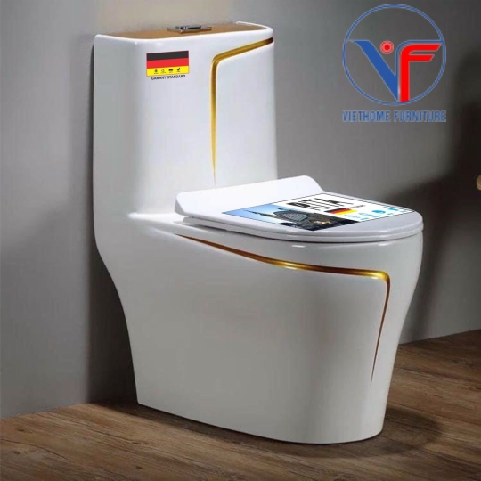 BỒN CẦU 1 KHỐI TRẮNG VIỀN MÀU