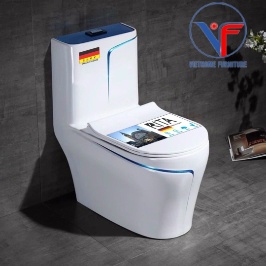 BỒN CẦU 1 KHỐI TRẮNG VIỀN MÀU