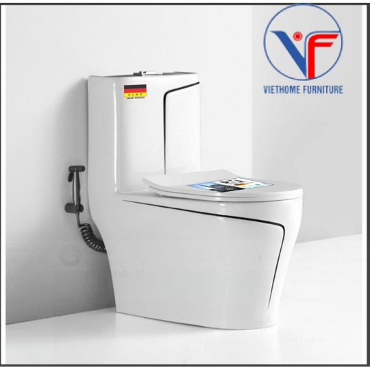 BỒN CẦU 1 KHỐI TRẮNG VIỀN MÀU