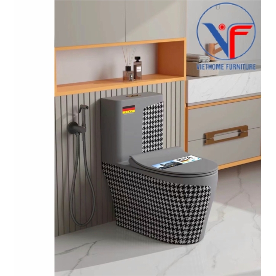 Bồn Cầu Khối Đen Họa Tiết Carbon -7001 Black