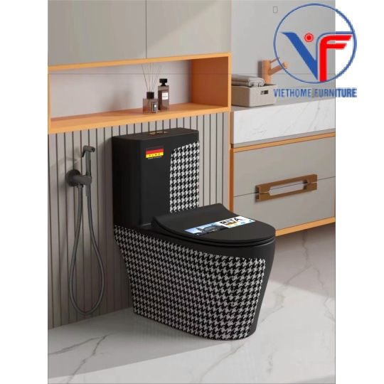 Bồn Cầu Khối Đen Họa Tiết Carbon -7001 Black