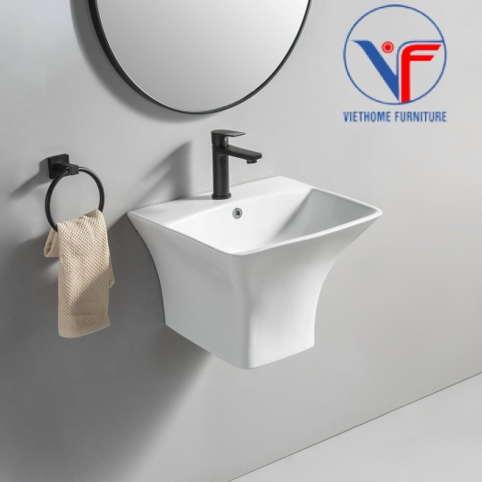 LAVABO VUÔNG LIỀN KHỐI TREO TƯỜNG