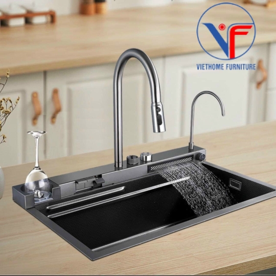 Chậu rửa bát hiển thị nhiệt độ bồn rửa chén 3 chế độ nước kèm vòi rửa cốc