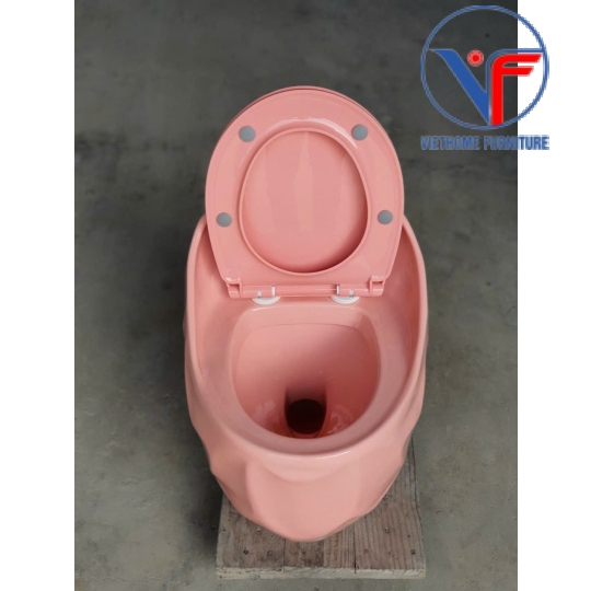 Bồn cầu trứng kiểu dáng hiện đại màu hồng