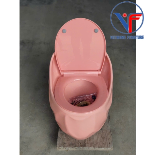 Bồn cầu trứng kiểu dáng hiện đại màu hồng