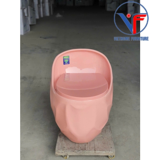 Bồn cầu trứng kiểu dáng hiện đại màu hồng