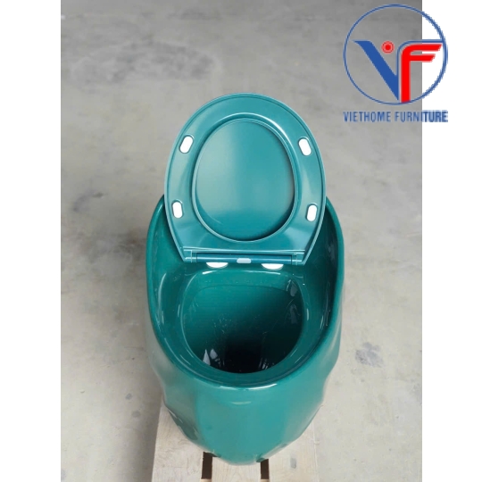 Bồn cầu trứng kiểu dáng hiện đại màu xanh