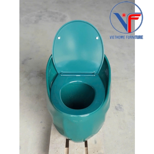 Bồn cầu trứng kiểu dáng hiện đại màu xanh