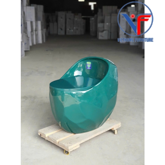 Bồn cầu trứng kiểu dáng hiện đại màu xanh
