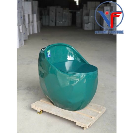 Bồn cầu trứng kiểu dáng hiện đại màu xanh
