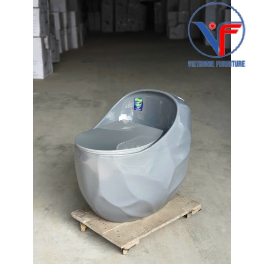 Bồn cầu trứng kiểu dáng hiện đại màu xám