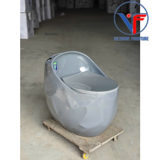 Bồn cầu trứng kiểu dáng hiện đại màu xám