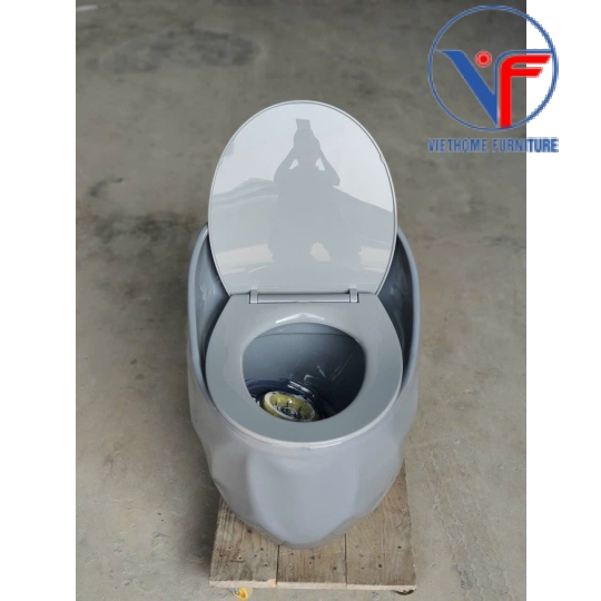 Bồn cầu trứng kiểu dáng hiện đại màu xám