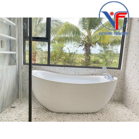 Bồn tắm massage đặt sàn nhựa acrylic dáng cá Heo cao cấp
