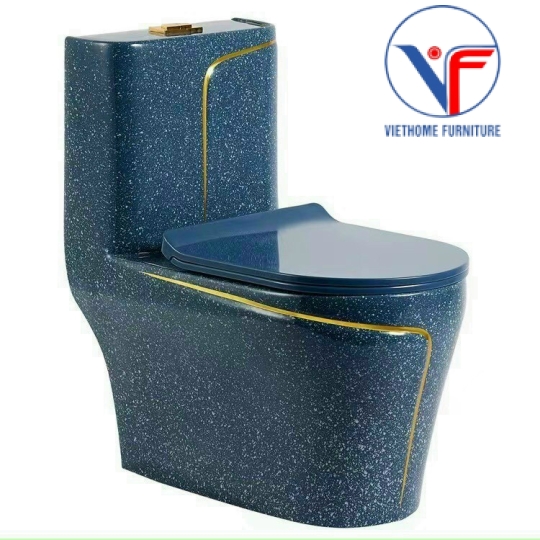 BỒN CẦU 1 KHỐI MEN MÀU HỌA TIẾT SỌC
