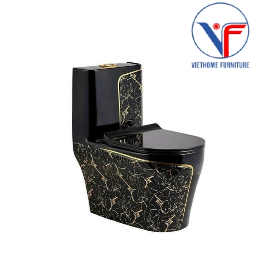 BỒN CẦU 1 KHỐI MEN MÀU HỌA TIẾT SỌC