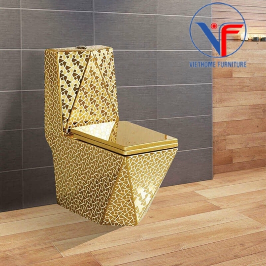 Bồn Cầu 1 Khối Kim Cương Mạ Vàng
