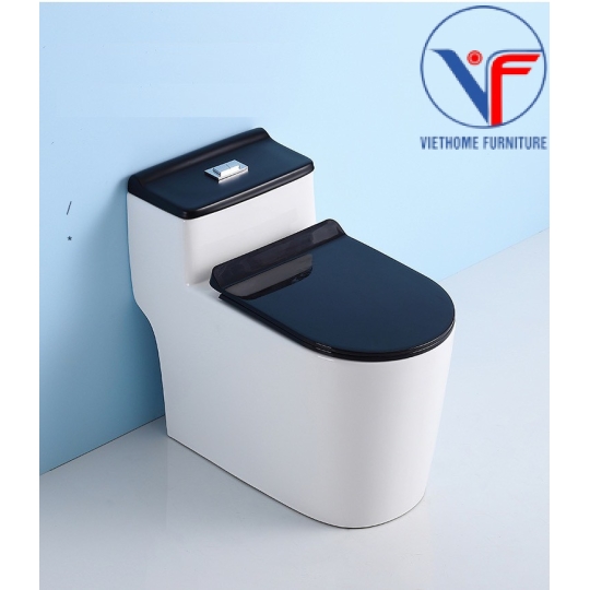 Bồn Cầu 1 Khối Lùn Nắp Đen 8025