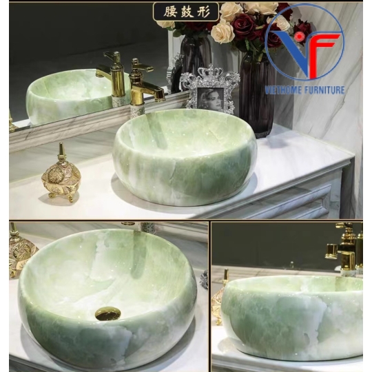 Chậu Lavabo Đặt Bàn Tròn Xanh Ngọc VF76