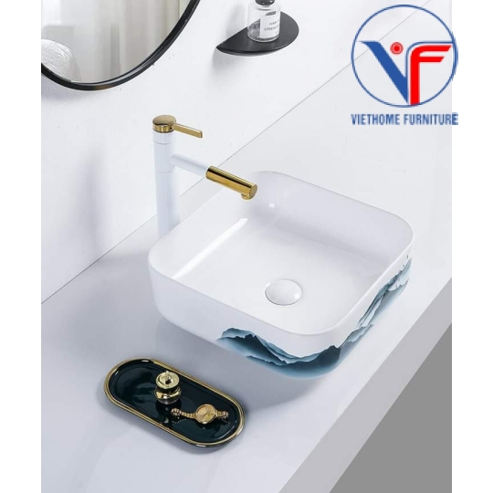LAVABO - CHẬU RỬA MẶT ĐẶT BÀN ĐÁ GỐM SỨ MỸ THUẬT
