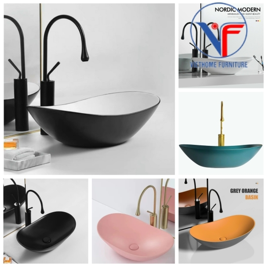 Lavabo Thuyền Oval Đặt Bàn Nhiều Màu LBF04
