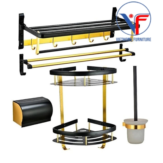 BỘ PHỤ KIỆN 5 MÓN PHÒNG TẮM, NHÀ VỆ SINH NHÔM SÁNG