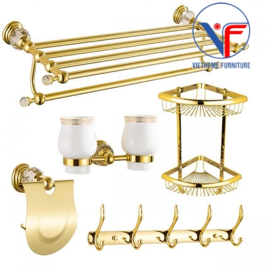 Bộ Phụ Kiện Phòng Tắm 5 Món Mạ Vàng Cao Cấp