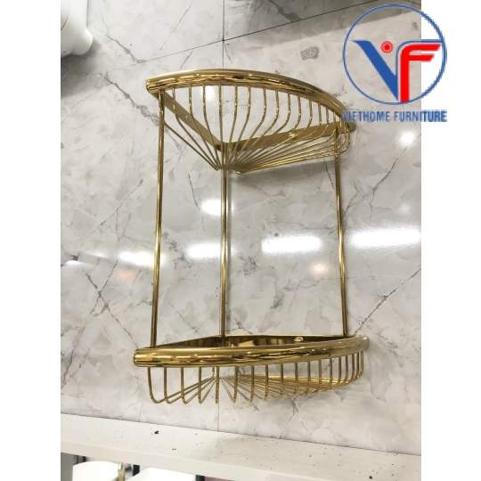 Kệ góc phòng tắm hai tầng bằng thau mạ nhiều màu