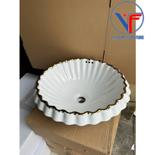 CHẬU LAVABO TRÒN ÂM BÀN DƯƠNG VÀNH