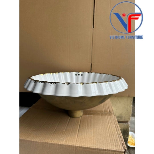 CHẬU LAVABO TRÒN ÂM BÀN DƯƠNG VÀNH