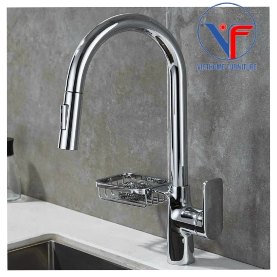 Vòi Rửa Chén Nóng lạnh Dây Rút F368