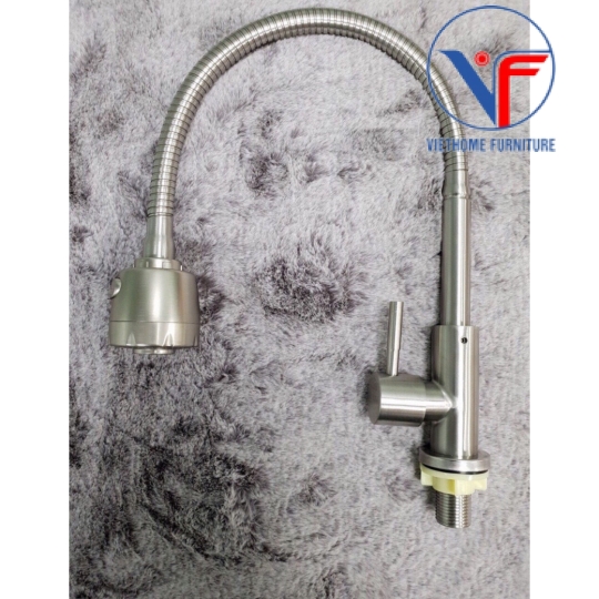 VÒI RỬA CHÉN LÒ XO BẺ, XOAY INOX 304 MỜ