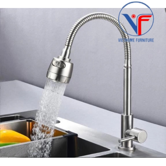VÒI RỬA CHÉN LÒ XO BẺ, XOAY INOX 304 MỜ