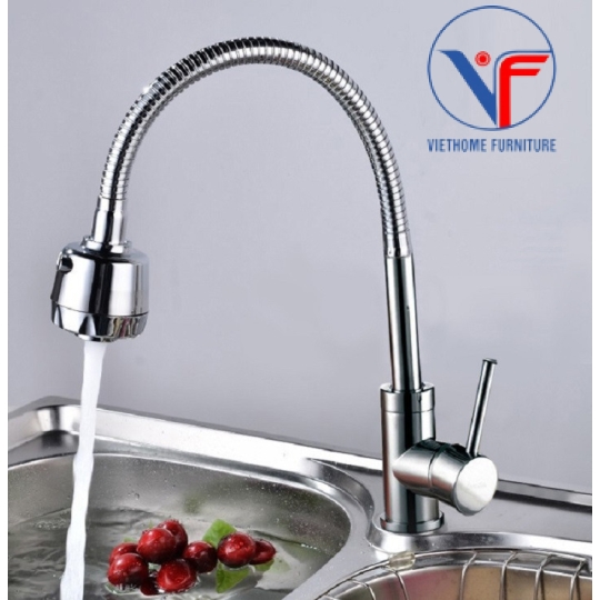 VÒI RỬA CHÉN LÒ XO BẺ, XOAY INOX 304 MỜ