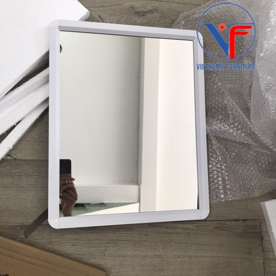 BỘ GƯƠNG VUÔNG VÀ KỆ NGANG VIỀN NHÔM MÀU TRẮNG