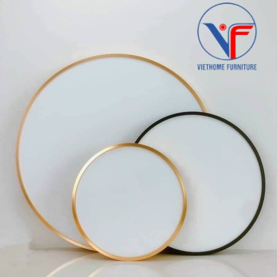 Gương Tròn Bọc Viền Kim Loại Sơn Tĩnh Điện Màu Đen - Vàng Nhiều Kích Thước 40-50-60CM