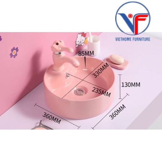 LAVABO - CHẬU RỬA MẶT ĐẶT BÀN TRÒN NHIỀU MÀU CHO BÉ