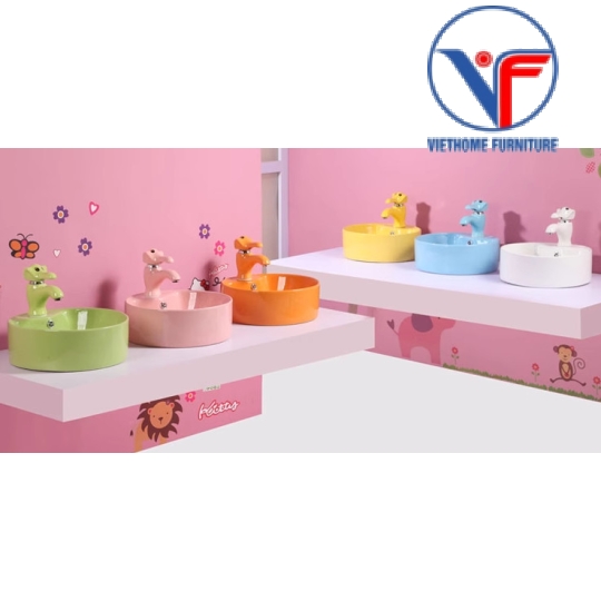 LAVABO - CHẬU RỬA MẶT ĐẶT BÀN TRÒN NHIỀU MÀU CHO BÉ