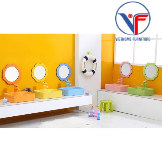 LAVABO - CHẬU RỬA MẶT ĐẶT BÀN VUÔNG NHIỀU MÀU CHO BÉ