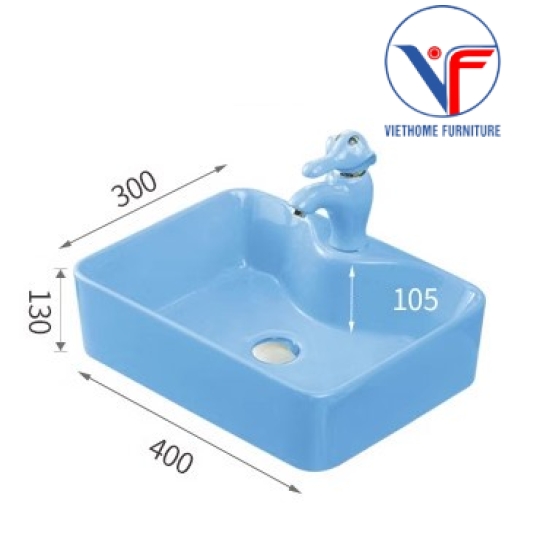 LAVABO - CHẬU RỬA MẶT ĐẶT BÀN VUÔNG NHIỀU MÀU CHO BÉ