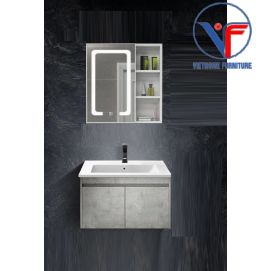 Tủ Lavabo Cao Cấp Phủ Melamine Màu Xám