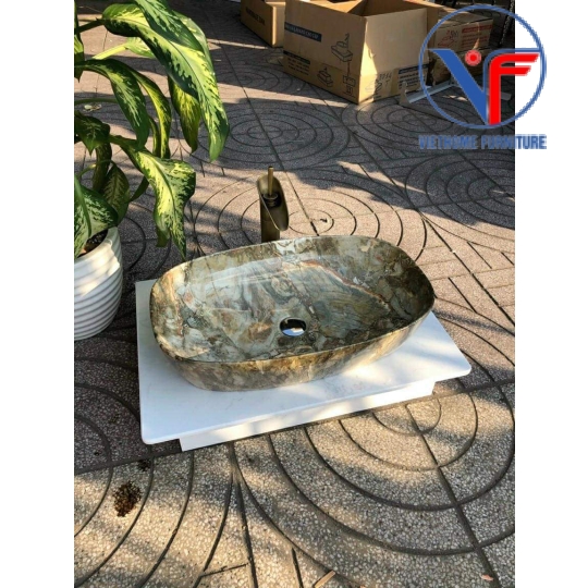 Chậu Lavabo Ovan Vân Đá